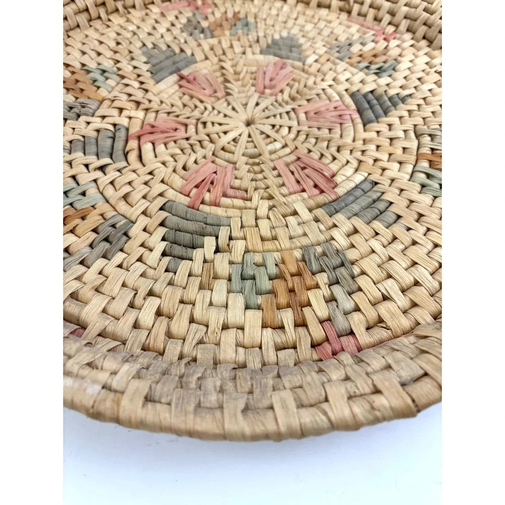 Vtg Southwest Native American Style‎ Basket Tray Papago Tohono Oodham Woven 16